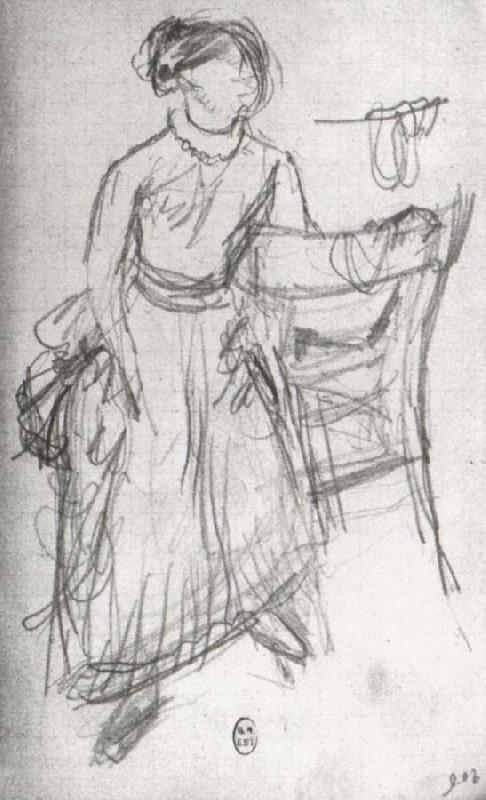 Edgar Degas Study of Helene Rouart sitting on the Arm of a Chair oil painting image